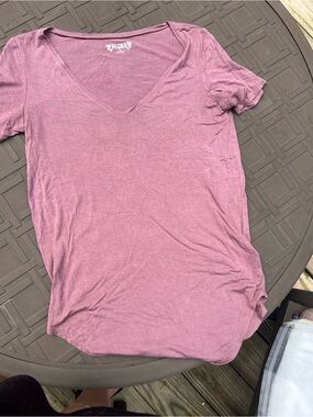 Mudd Purple Solid V-Neck Knit Short Sleeve Pullover T-Shirt Women’s M # 197